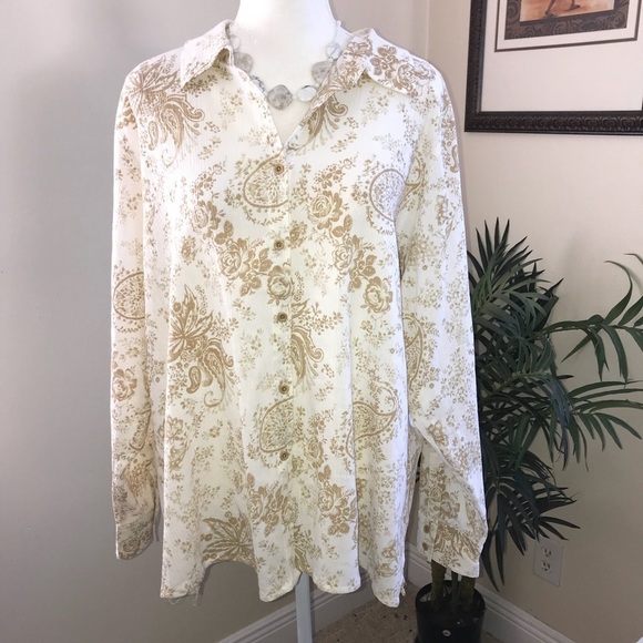 2 Pc Denim & Co Crinkle Long Sleeve Top Jacket Set Women Plus Size 1X - Picture 4 of 8